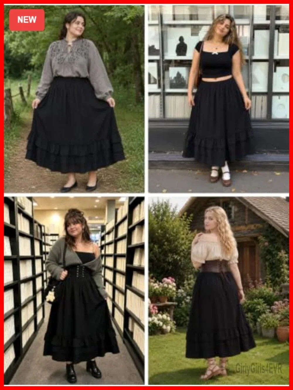 Plus Size Tiered Maxi Skirt with Pockets Flowy A-Line Ruffle Long
